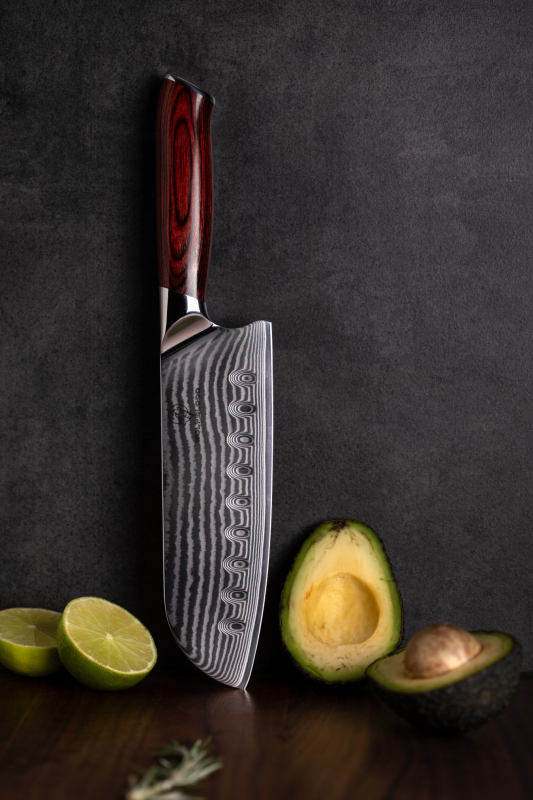 Stealleben Stehend Damastmesser Küchenmesser Kochmesser Santokumesser